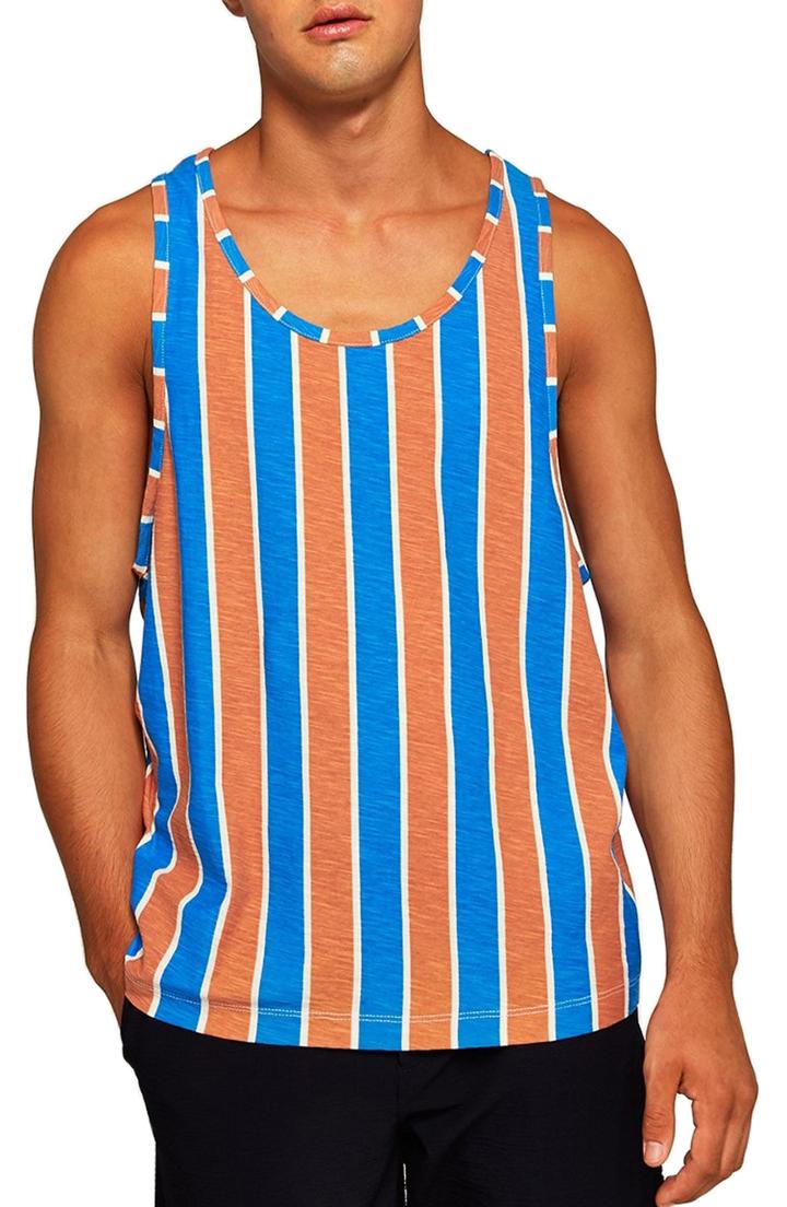 Men's Topman Vertical Stripe Tank - Orange