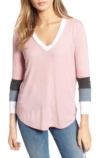 Women's Wildfox Leroy Colorblock Thermal Tee - Pink