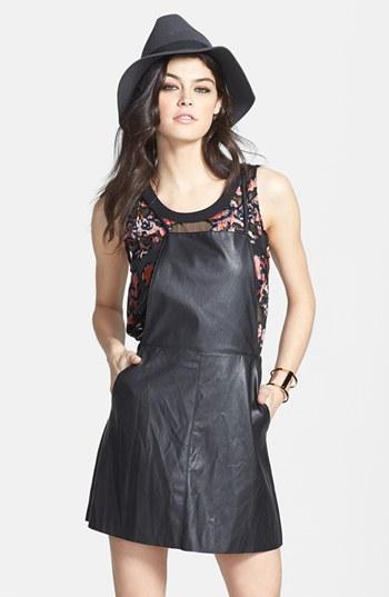 Astr Faux Leather Pinafore