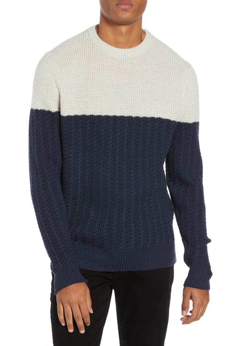 Men's Nordstrom Signature Block Merino Wool Cable Knit Sweater - Blue