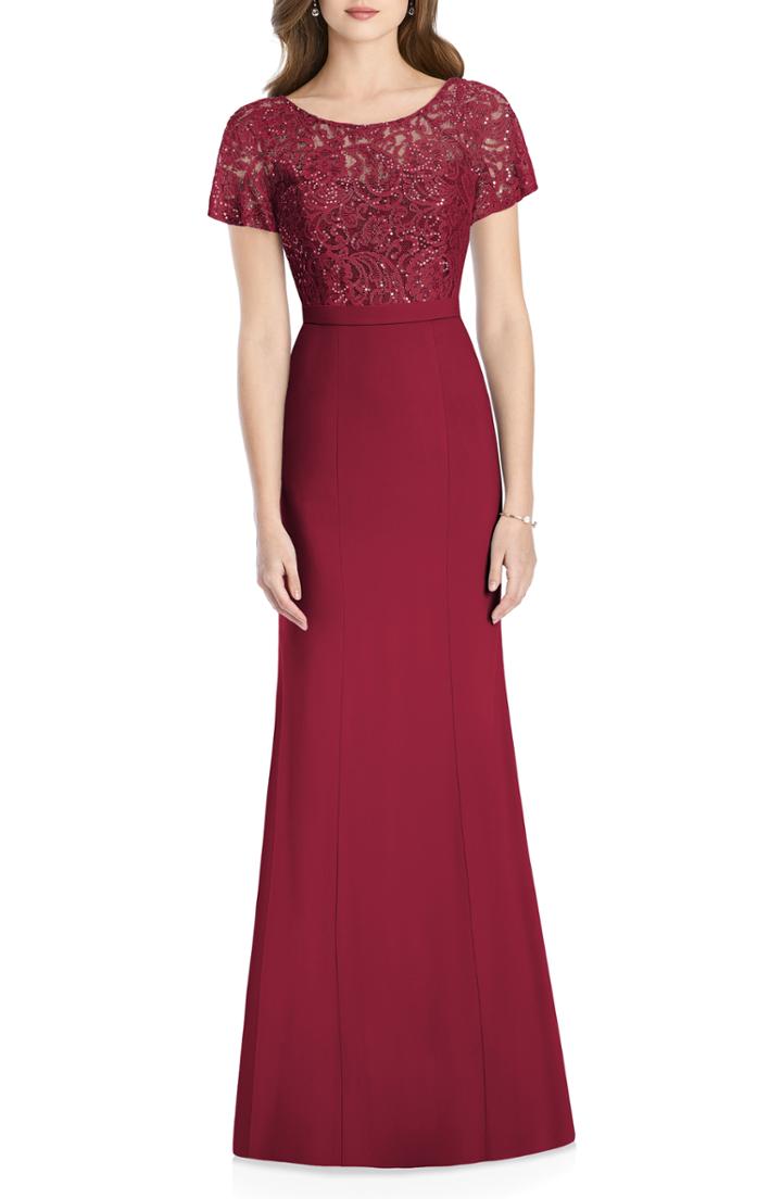 Women's Jenny Packham Embellished Lace Gown - Red