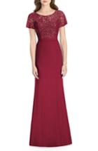 Women's Jenny Packham Embellished Lace Gown - Red