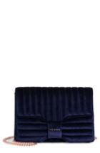 Ted Baker London Quilted Velvet Bow Crossbody Bag - Blue