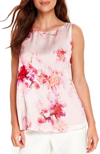 Women's Wallis Smudge Floral Split Back Top - Pink