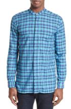 Men's Paul Smith Trim Fit Plaid Mandarin Collar Sport Shirt