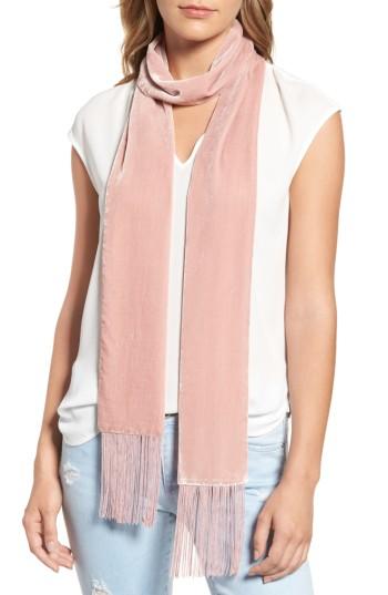 Women's Rebecca Minkoff Fringe Velvet Skinny Scarf, Size - White