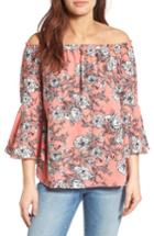 Women's Bobeau Bell Sleeve Off The Shoulder Blouse - Coral