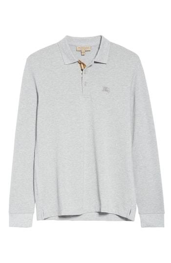 Men's Burberry Hartford Long Sleeve Polo - Grey