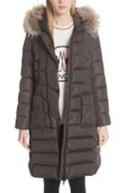 Women's Moncler 'khloe' Water Resistant Nylon Down Puffer Parka With Removable Genuine Fox Fur Trim - Brown