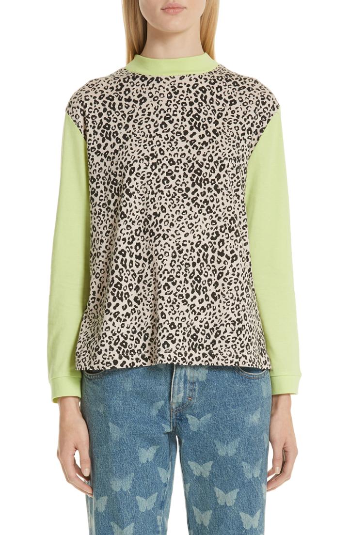 Women's Sandy Liang Lewis Leopard & Neon Sweater - White