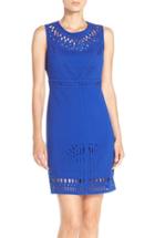 Women's Eliza J Laser Cut Crepe Sheath Dress