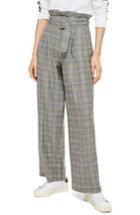 Women's Topshop Check Wide Leg Trousers Us (fits Like 0) - Grey