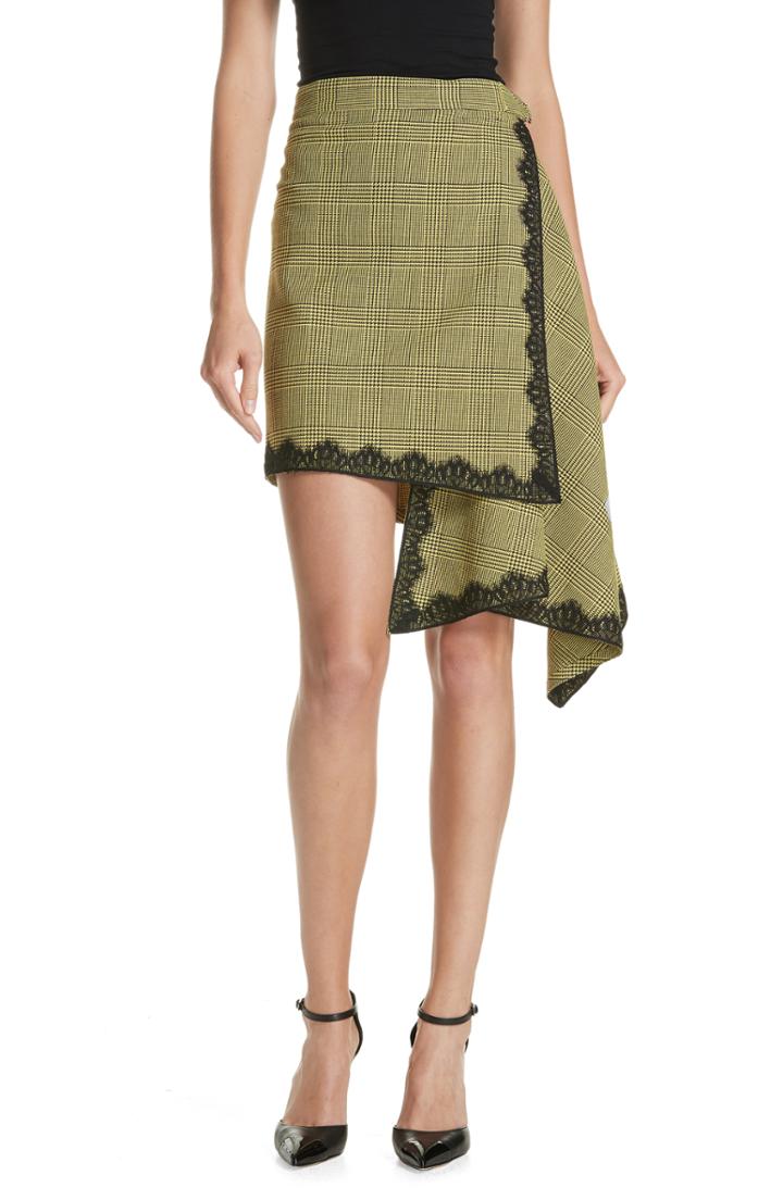 Women's Robert Rodriguez Lace Trim Plaid Skirt