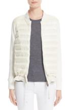 Women's Moncler Maglia Quilted Down Front Tricot Bomber - Ivory