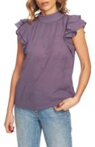 Women's 1.state Embroidered Flutter Sleeve Blouse, Size - Purple