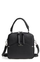 Celine Dion Motif Top Handle Leather Satchel - Black