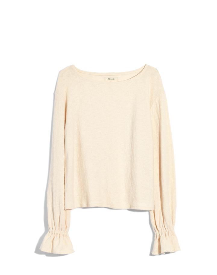 Women's Madewell Texture & Thread Ruffle Cuff Top - White