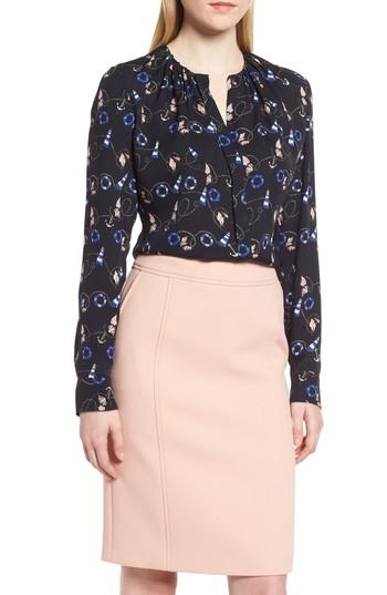 Women's Boss Banora Print Silk Blouse - Blue