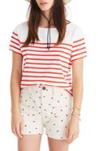 Women's Madewell Setlist Boxy Stripe Tee, Size - Red