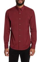 Men's Theory 'sylvain' Trim Fit Long Sleeve Sport Shirt, Size - Red