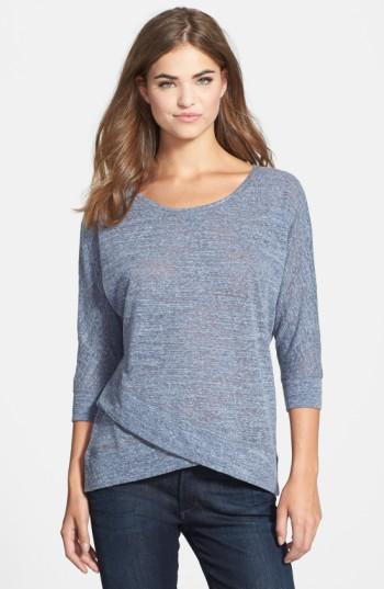 Petite Women's Caslon Crossover Front Tee P - Blue