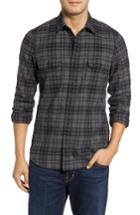 Men's Nordstrom Men's Shop Trucker Regular Fit Flannel Shirt - Black