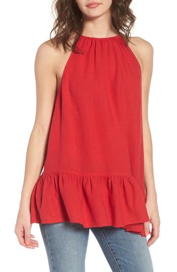 Women's Bp. Asymmetrical Peplum Tank, Size - Red