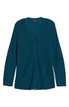 Petite Women's Eileen Fisher V-neck Merino Wool Cardigan, Size P - Blue