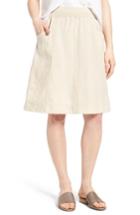 Women's Eileen Fisher Organic Linen Knee Length Skirt, Size Large - White (regular & ) (online Only)