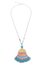 Women's Nakamol Design Seed Bead Fringe Pendant Necklace