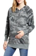 Women's Splendid Camo Hooded Maternity Sweatshirt - Blue