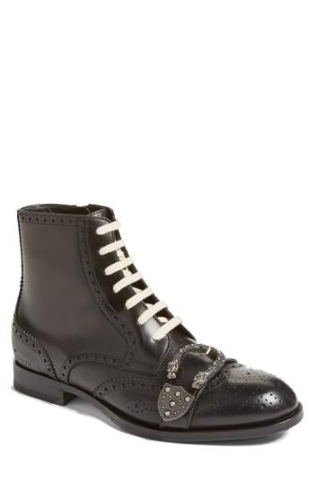 Men's Gucci Queercore Buckle Strap Wingtip Boot