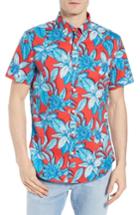 Men's Bonobos Riviera Slim Fit Tropical Print Sport Shirt R - Red