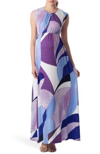 Women's Pietro Brunelli 'alassio' Graphic Maternity Maxi Dress - Blue