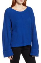 Women's Caslon Button Shoulder Sweater - Blue