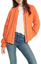 Women's Free People Ruched Linen Bomber Jacket - Coral