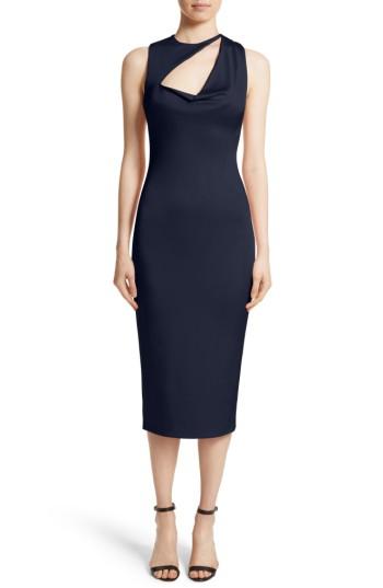 Women's Cushnie Et Ochs Asymmetrical Cowl Neck Pencil Dress - Blue