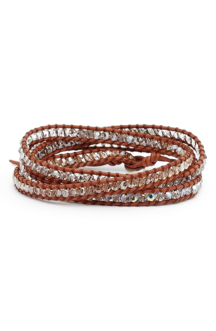 Women's Chan Luu Beaded Leather Wrap Bracelet