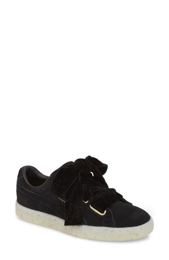 Women's Puma Suede - Heart Sneaker M - Black