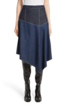 Women's Colovos Asymmetrical Mixed Media Skirt - Blue