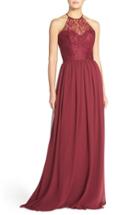 Women's Hayley Paige Occasions Lace & Chiffon Halter Gown