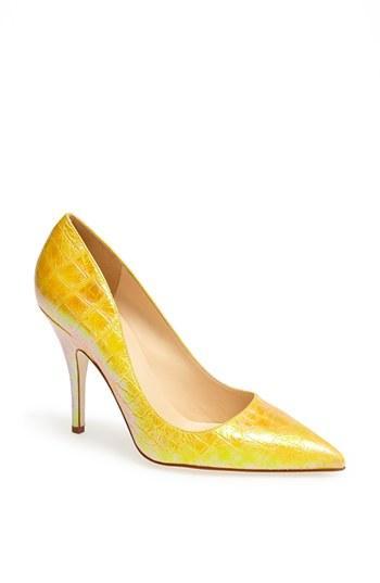 Kate Spade New York 'licorice Too' Pump Yellow Hologram Crocco Print