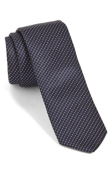 Men's Boss Stripe Silk Skinny Tie, Size - Blue