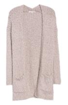 Women's Woven Heart Eyelash Cardigan - Pink