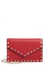 Valentino Garavani Rockstud Calfskin Leather Envelope Pouch - Red