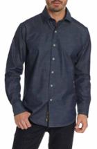 Men's Robert Graham Industrious Embroidered Sport Shirt, Size - Blue