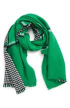 Women's Trouve Double Sided Check Blanket Scarf, Size - Green