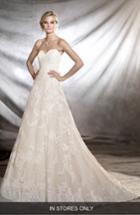 Women's Pronovias Onia Strapless Lace Gown, Size In Store Only - Ivory