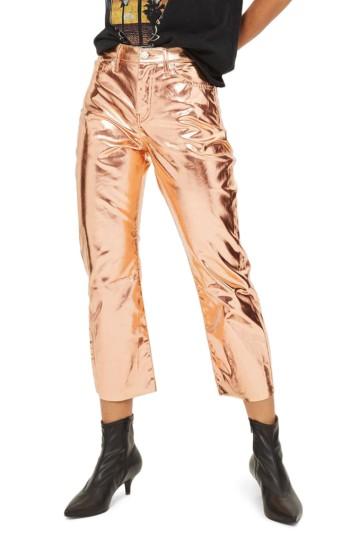 Women's Topshop Dree Metallic Flare Jeans X 30 - Metallic