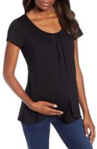 Women's Angel Maternity Petal Front Maternity Shirt - Black